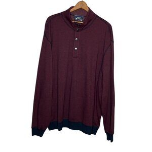 New Cremieux Mens XXL Red Navy Blue Snap Button Reversible Pullover Knit Sweater